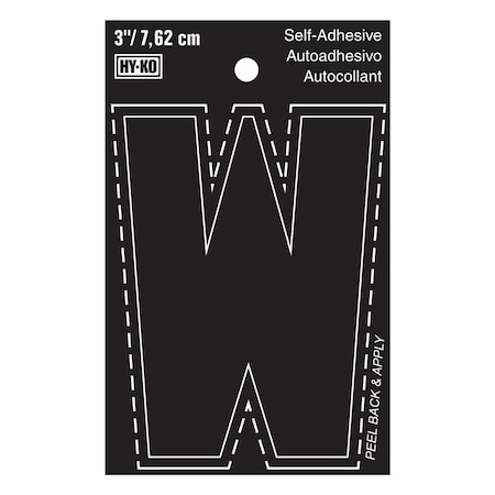 Hy-Ko 3In Black Vinyl Letter W, 10PK A30433